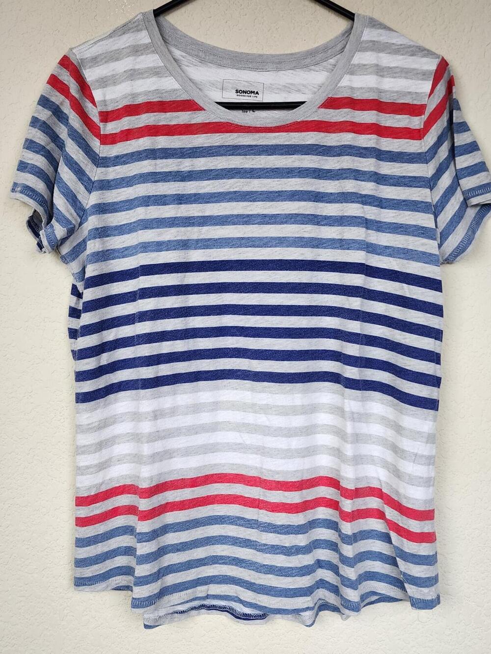 Sonoma Large Retro Striped Tee Shirt Top